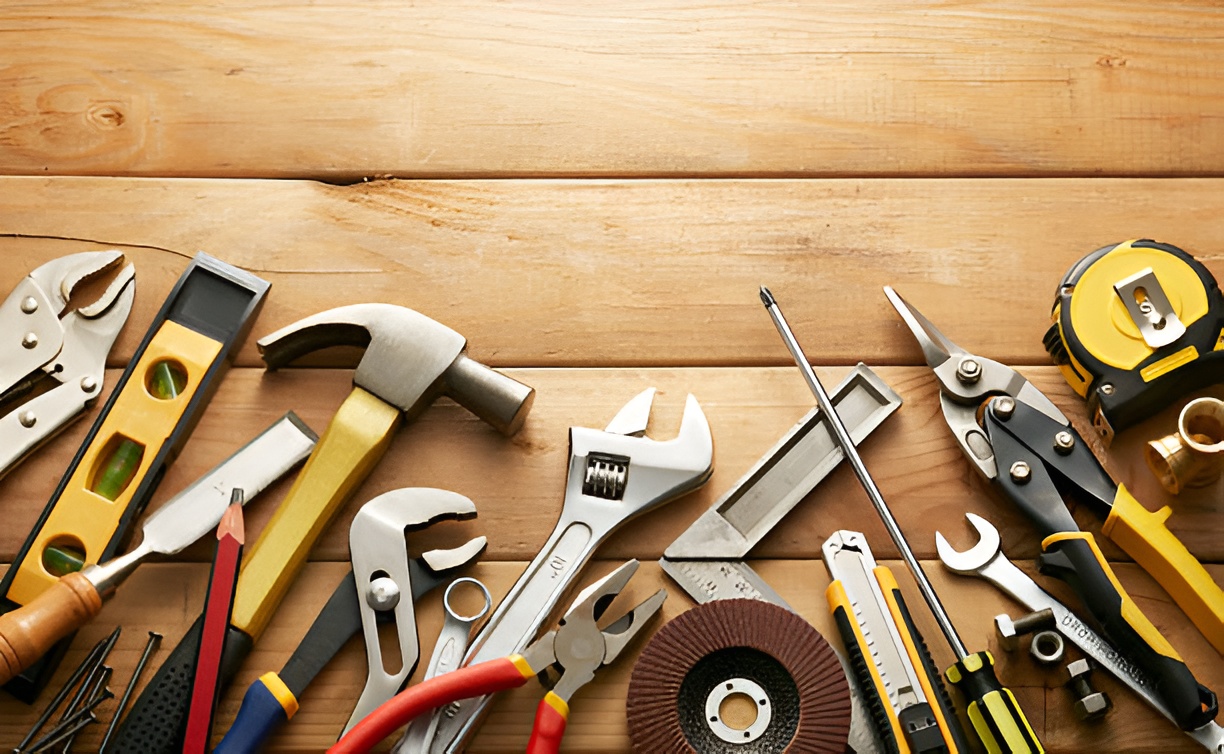 DIY tools on a wooden table